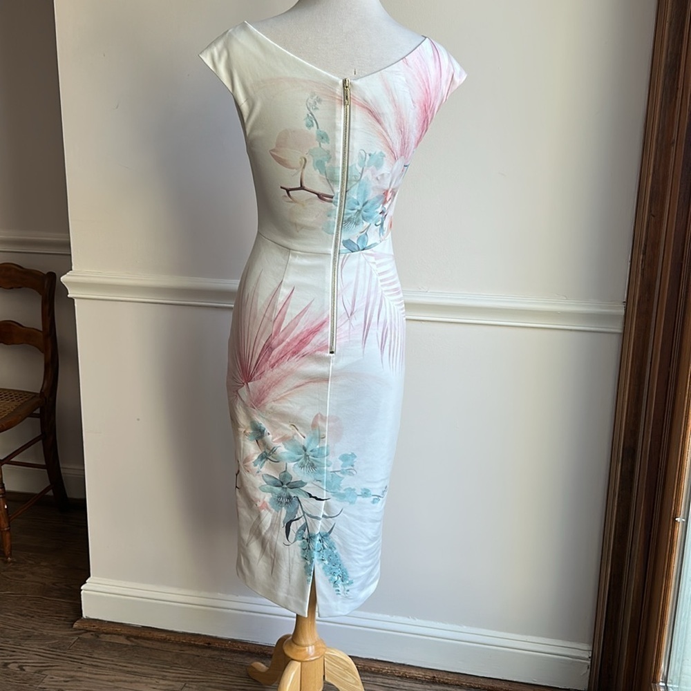 Ted Baker Serendipity Floral Print Sheath Dress Elegant Sleeveless Dress Size 1 - Picture 9 of 11